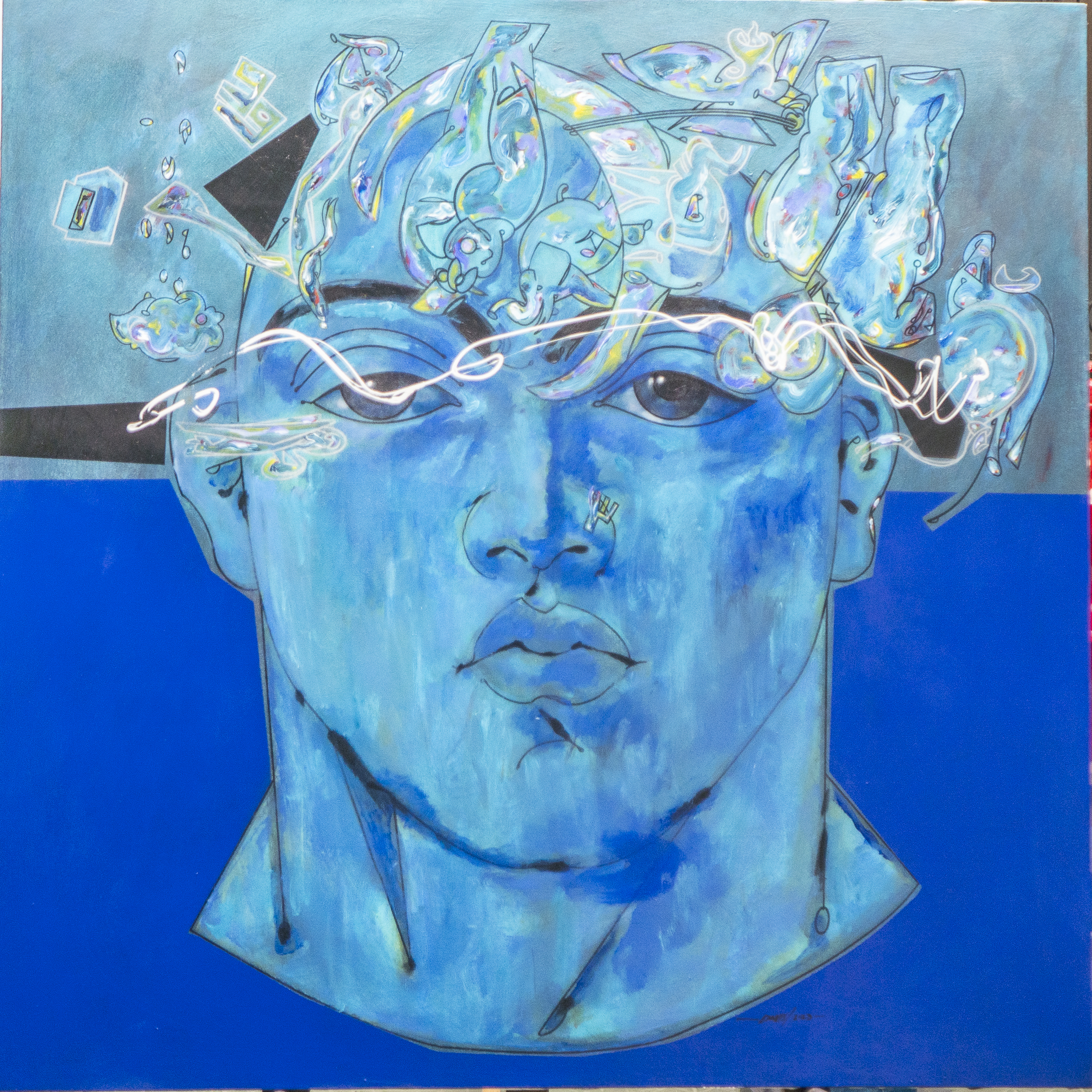Pintura azul “sueño corto” (2023)